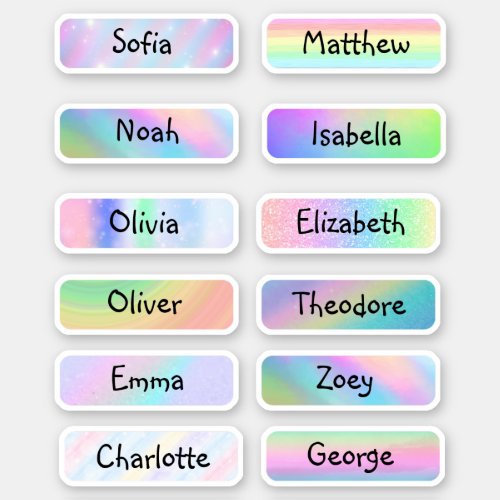Elegant and Beautiful Pastel Rainbow name label 