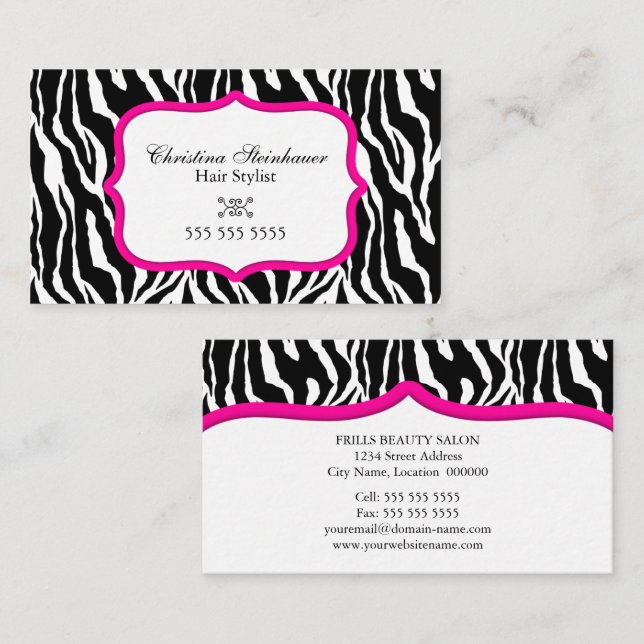 Elegant and Bold Zebra Print Business Card (Front/Back)