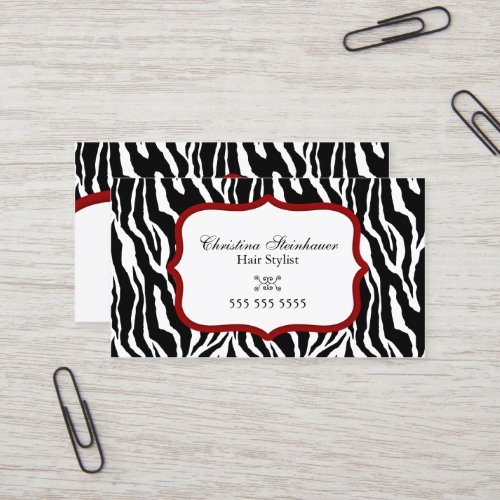 Elegant and Bold Zebra Print Business Cards