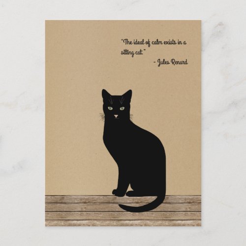 Elegant and calm sitting black cat postcard