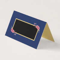 Elegant and Chic Blue with Watercolor Flowers Place Card