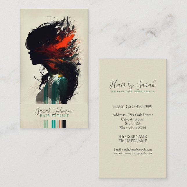Elegant and Chic Hair Stylist Business Card (Front/Back)
