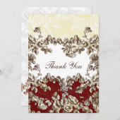 Elegant and Chic Ivory Red Vintage Floral Wedding Invitation (Front/Back)