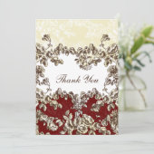 Elegant and Chic Ivory Red Vintage Floral Wedding Invitation (Standing Front)