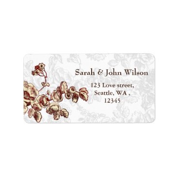 Elegant and Chic Ivory Red Vintage Floral Wedding Label