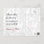 Elegant and Chic Ivory Red Vintage Floral Wedding Postcard (Back)