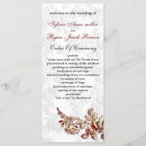 Elegant and Chic Ivory Red Vintage Floral Wedding Program