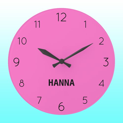 Elegant and Chic Neon Pink and Black Name  Clock