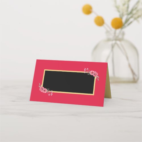 Elegant and Chic Pink with Watercolor Flowers Place Card
