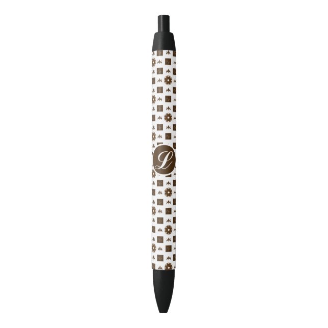 Elegant and Classic Pattern Design Black Ink Pen (Front Vertical)