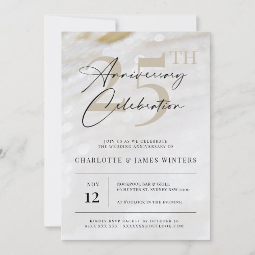 Elegant and classic pearl texture 25th anniversary