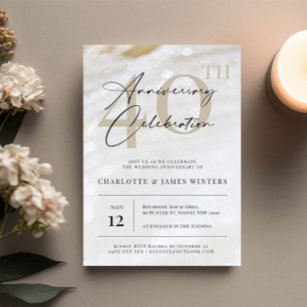 Elegant and classic pearl texture 40th anniversary invitation