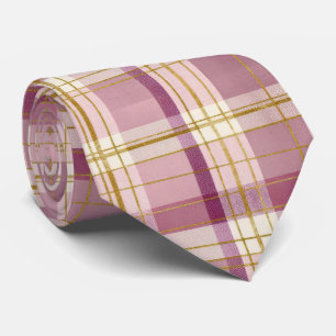 Elegant and classic Pink Plaid Gingham Pattern Neck Tie