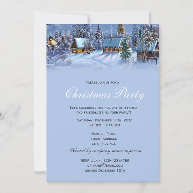 Elegant and classic vintage Christmas holiday Invitation (Front)