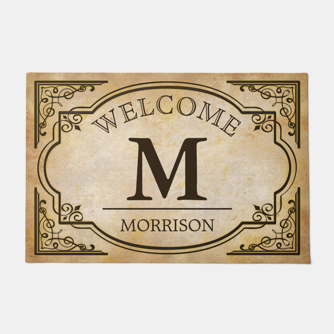 Elegant and Classic Vintage Look Monogram Initials Doormat Zazzle