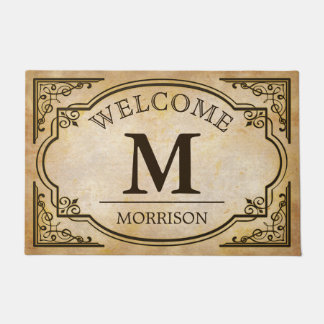 Elegant and Classic Vintage Look Monogram Initials Doormat