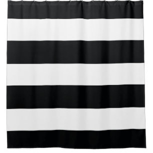 Elegant and Classy Black and White Stripes Pattern Shower Curtain
