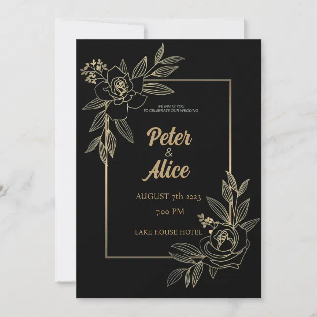 elegant and classy Black and white wedding Invitation | Zazzle