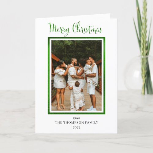 Elegant and Classy Faux Foil Photo Merry Christmas Holiday Card