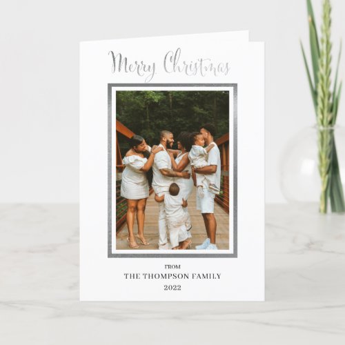 Elegant and Classy Faux Foil Photo Merry Christmas Holiday Card