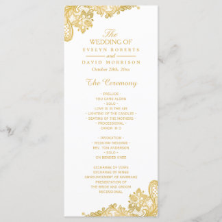 Elegant and Classy Gold Lace Wedding Program