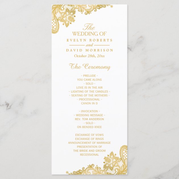 Elegant And Classy Gold Lace Wedding Program