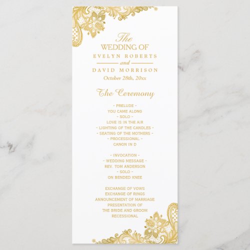 Elegant and Classy Gold Lace Wedding Program