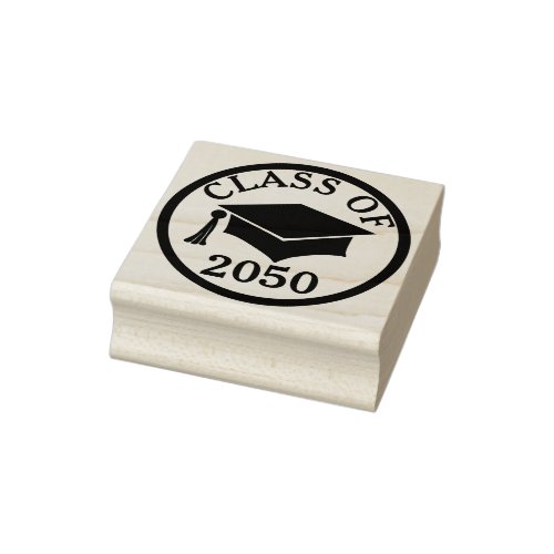 Elegant and Classy Grad Cap Class Year Rubber Stamp