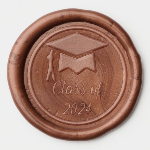 Elegant and Classy Grad Cap Class Year Wax Seal Sticker