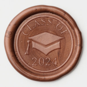 Elegant and Classy Grad Cap Class Year Wax Seal Sticker