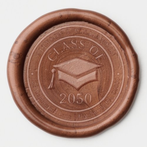 Elegant and Classy Grad Cap Year Return Address Wax Seal Sticker