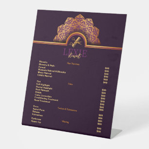 Elegant and Classy Hair Stylist Price List Pedestal Sign