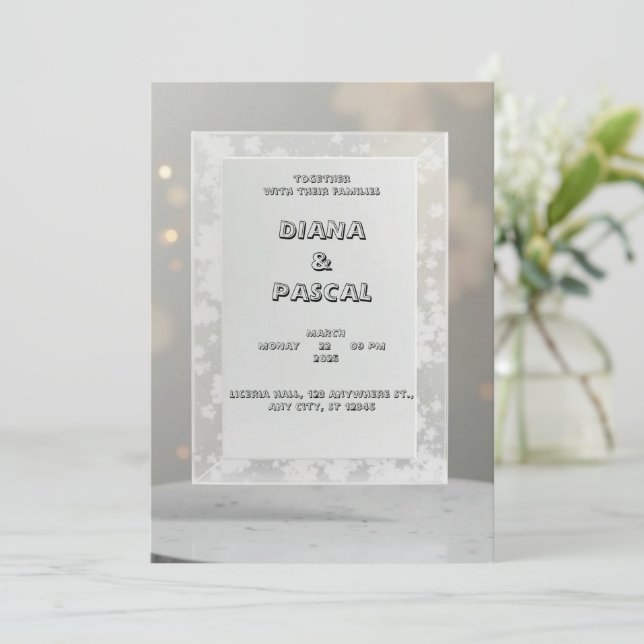 Elegant and classy invitation, on a gray backgroun invitation (Standing Front)