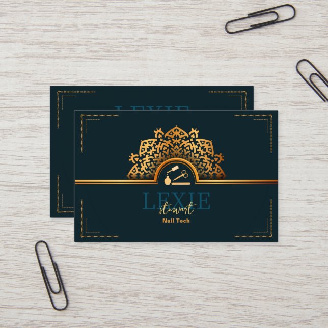 Elegant and Classy Nail Tech Loyalty Business Card (Front/Back In Situ)