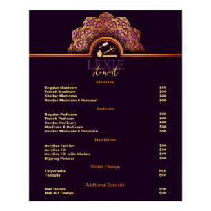 Elegant and Classy Nail Tech Price List Poster