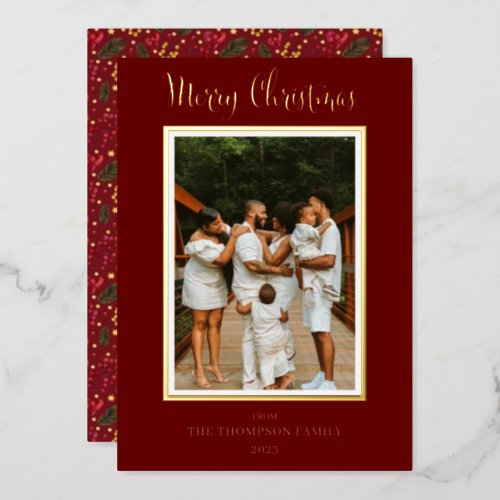 Elegant and Classy Photo Merry Christmas  Foil Hol Foil Holiday Card