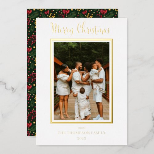 Elegant and Classy Photo Merry Christmas Foil Holiday Card