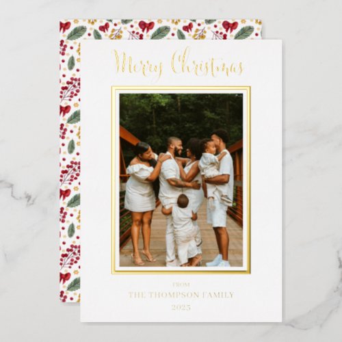 Elegant and Classy Photo Merry Christmas  Foil Holiday Card