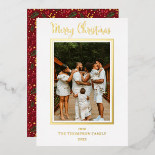Elegant and Classy Photo Merry Christmas Foil Holiday Card