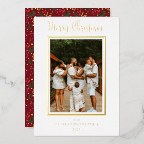 Elegant and Classy Photo Merry Christmas  Foil Holiday Card