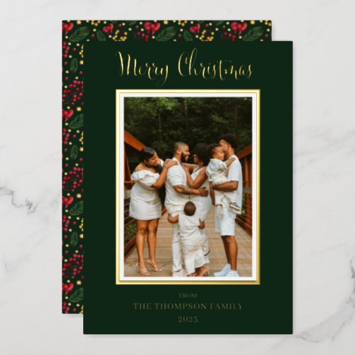 Elegant and Classy Photo Merry Christmas  Foil Holiday Card