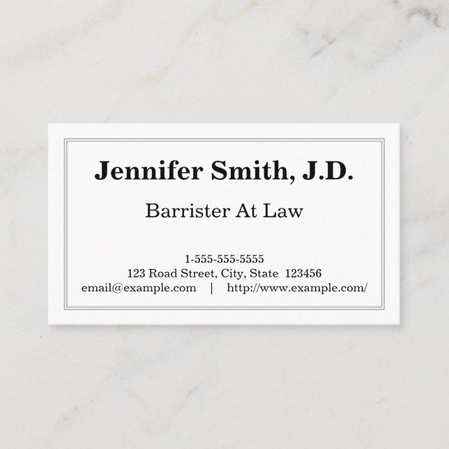 Elegant and Clean Barrister At Law Business Card (Front)