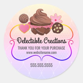 Elegant And Colorful Dessert Bakery Box Seals by SocialiteDesigns at Zazzle