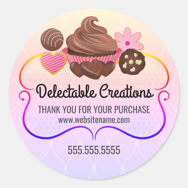 Elegant and Colorful Dessert Bakery Box Seals (Front)