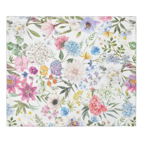 Elegant and Colorful Wildflower Pattern Duvet Cover