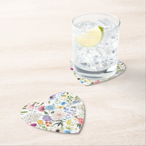 Elegant and Colorful Wildflower Pattern Paper Coaster