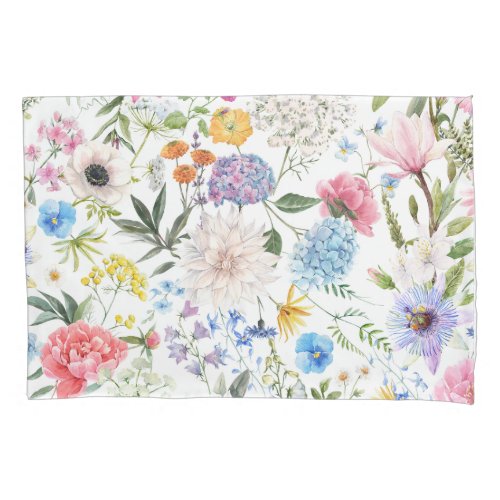 Elegant and Colorful Wildflower Pattern Pillow Case