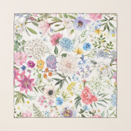 Elegant and Colorful Wildflower Pattern Scarf