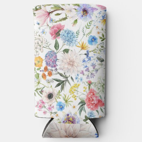 Elegant and Colorful Wildflower Pattern Seltzer Can Cooler
