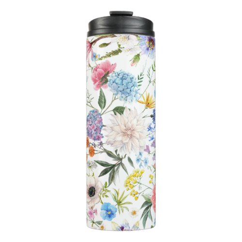 Elegant and Colorful Wildflower Pattern Thermal Tumbler